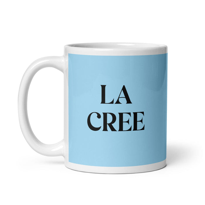 La Cree The Cree Lustige Kaffeetasse für Zuhause, Büro, Arbeit, mexikanisches spanisches Pride-Geschenk, weiße glänzende Tasse, himmelblaue Kartentasse