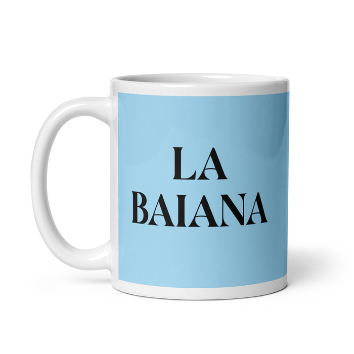 La Baiana The Bahia Resident Funny Home Office Work Coffee Mug Mexican Spanish Pride Gift White Glossy Cup Sky Blue Card Mug