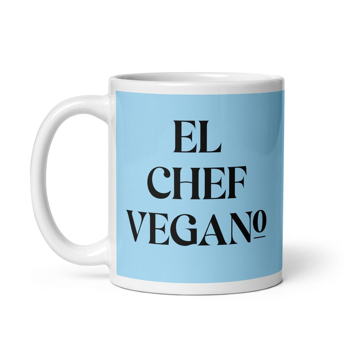 El Chef Vegano The Vegan Chef Funny Home Office Work Coffee Mug Mexican Spanish Pride Gift White Glossy Cup Sky Blue Card Mug