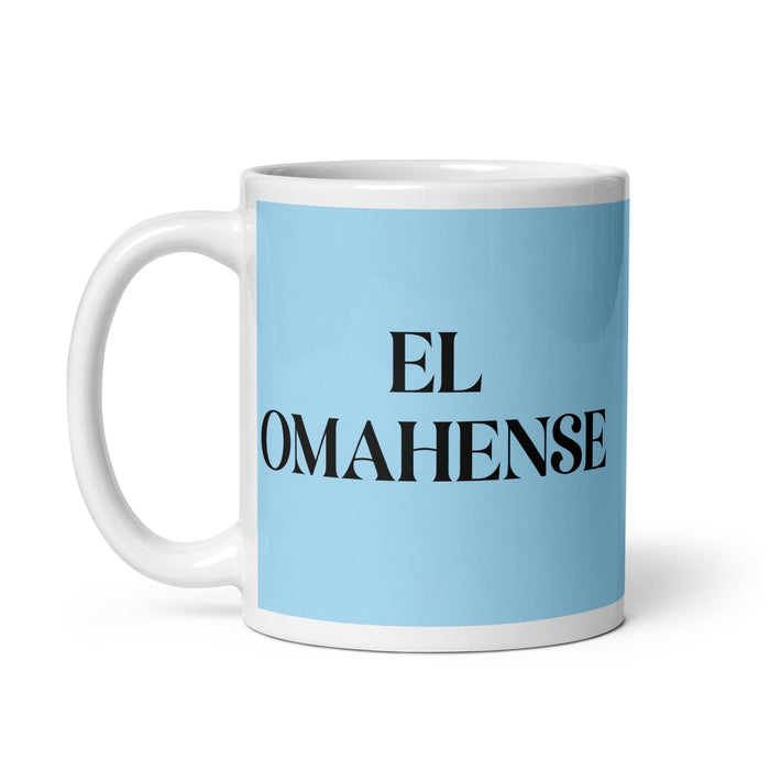 El Omahense The Omaha Resident Funny Home Office Work Coffee Mug Mexican Spanish Pride Gift White Glossy Cup Sky Blue Card Mug