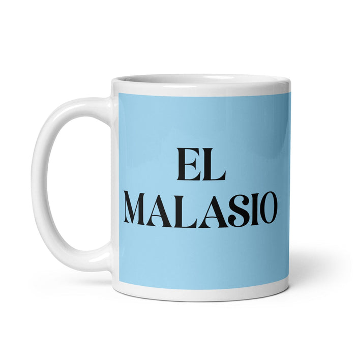 El Malasio La tasse à café amusante pour le travail à domicile et au bureau malaisien Cadeau de fierté espagnole mexicaine Tasse blanche brillante Carte bleu ciel