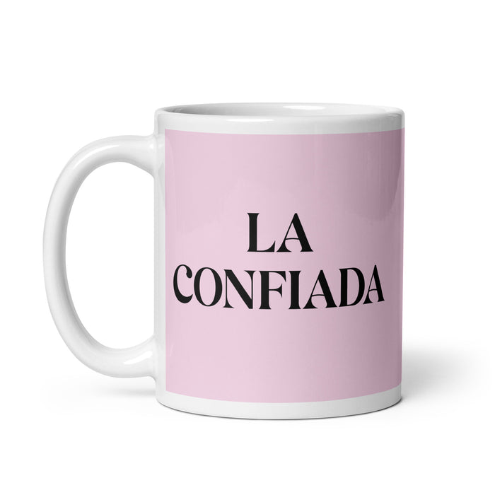 La Confiada The Confident One Funny Home Office Work Coffee Mug Mexican Spanish Pride Gift White Glossy Cup Light Pink Card Mug