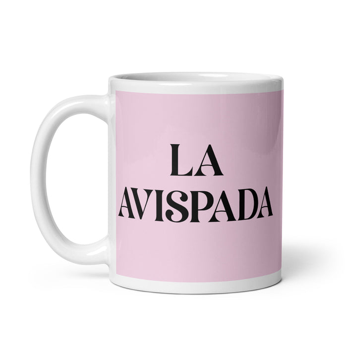 La Avispada The Sharp One Funny Home Office Work Coffee Mug Mexican Spanish Pride Gift White Glossy Cup Light Pink Card Mug