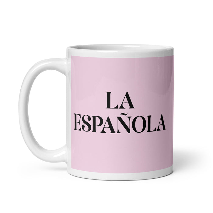 La Española The Spanish Funny Home Office Work Coffee Mug Mexican Spanish Pride Gift White Glossy Cup Light Pink Card Mug