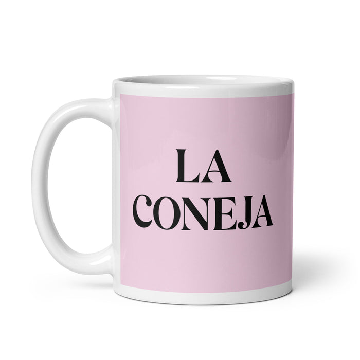 La Coneja The Rabbit Funny Home Office Work Coffee Mug Mexican Spanish Pride Gift White Glossy Cup Light Pink Card Mug