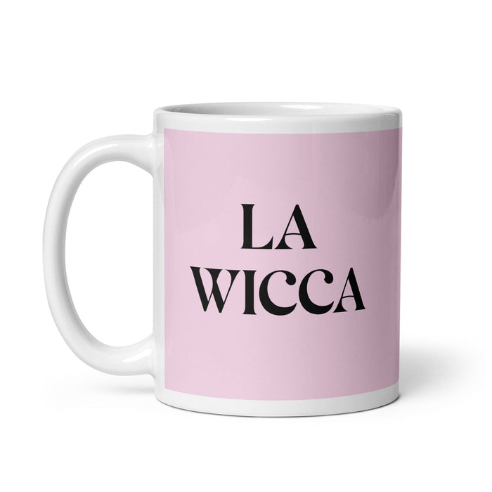 La Wicca The Wiccan Funny Home Office Work Coffee Mug Mexican Spanish Pride Gift White Glossy Cup Light Pink Card Mug