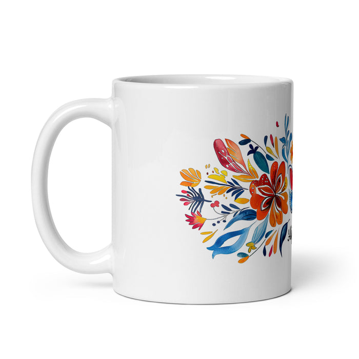 Taza de café exclusiva con nombre de Alejandra, obra de arte para el hogar, la oficina, el trabajo, regalo de orgullo mexicano y español, taza blanca brillante con caligrafía única en su tipo | A9