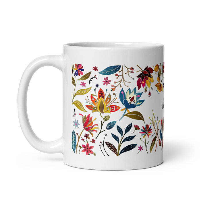 Taza de café exclusiva con nombre de Alexis, obra de arte para el hogar, la oficina, el trabajo, regalo de orgullo mexicano y español, taza blanca brillante con caligrafía única en su tipo | A2