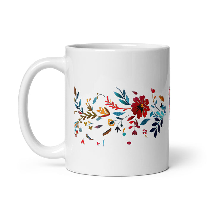 Taza de café exclusiva con nombre de Alma, obra de arte para el hogar, la oficina, el trabajo, regalo de orgullo mexicano y español, taza blanca brillante con caligrafía única en su tipo | A18