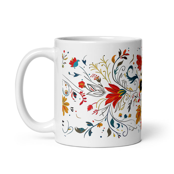 Taza de café exclusiva con nombre de Amador, obra de arte para el hogar, la oficina, el trabajo, regalo de orgullo mexicano español, taza blanca brillante con caligrafía única en su tipo | A15