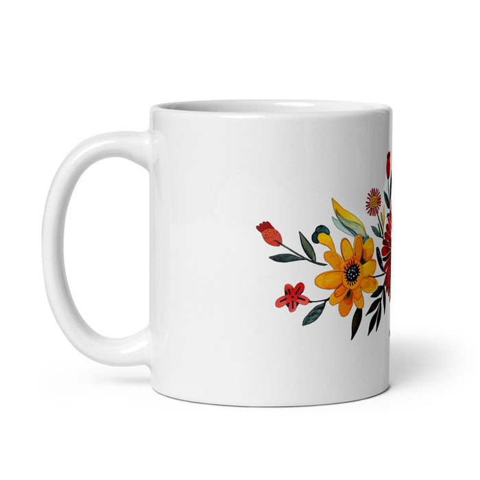 Taza de café exclusiva con nombre de Amaia, obra de arte para el hogar, la oficina, el trabajo, regalo de orgullo mexicano y español, taza blanca brillante con caligrafía única en su tipo | A3