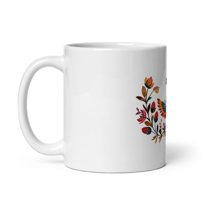 Amaia – Exklusives Namenskunstwerk, Kaffeetasse für Zuhause, Büro, Arbeit, mexikanischer und spanischer Stolz, Geschenktasse, einzigartige Kalligraphie, weiß glänzend, A4