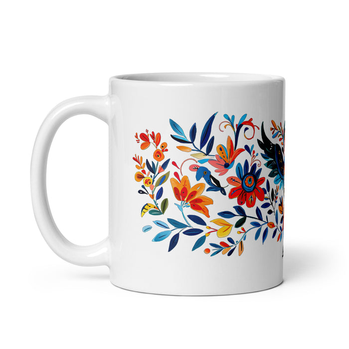 Taza de café exclusiva con nombre de Amaia, obra de arte para el hogar, la oficina, el trabajo, regalo de orgullo mexicano español, taza blanca brillante con caligrafía única en su tipo | A15