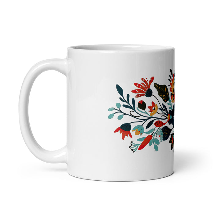 Taza de café exclusiva con nombre de Amalia, obra de arte para el hogar, la oficina, el trabajo, regalo de orgullo mexicano español, taza blanca brillante con caligrafía única en su tipo | A24