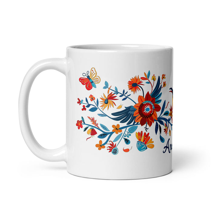 Taza de café exclusiva con nombre de Ana Paula, para el hogar, la oficina, el trabajo, regalo de orgullo mexicano y español, taza blanca brillante con caligrafía única en su tipo | A12