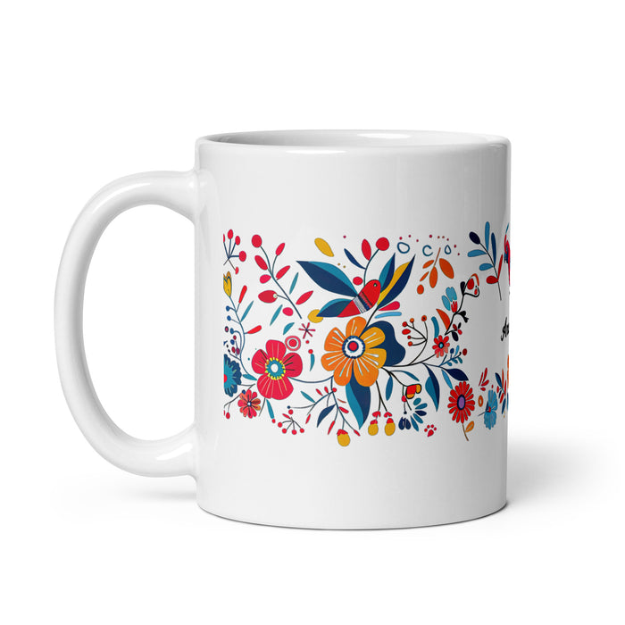 Tasse à café exclusive avec nom Ana Paula, tasse à café pour le travail à domicile, la fierté espagnole mexicaine, tasse cadeau, calligraphie unique, tasse blanche brillante | A34