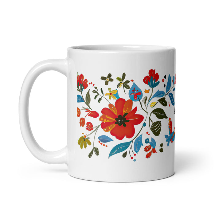 Ana Sofía Exklusives Namenskunstwerk, Kaffeetasse für Zuhause, Büro, Arbeit, mexikanischer und spanischer Stolz, Geschenktasse, einzigartige Kalligraphie, weiß glänzend, A4