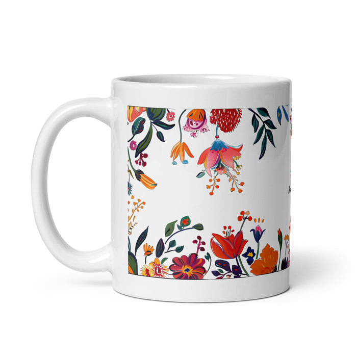 Tasse à café exclusive Ana Victoria avec nom, pour la maison, le bureau, le travail, la fierté mexicaine et espagnole, cadeau unique en son genre, calligraphie, blanc brillant | A14