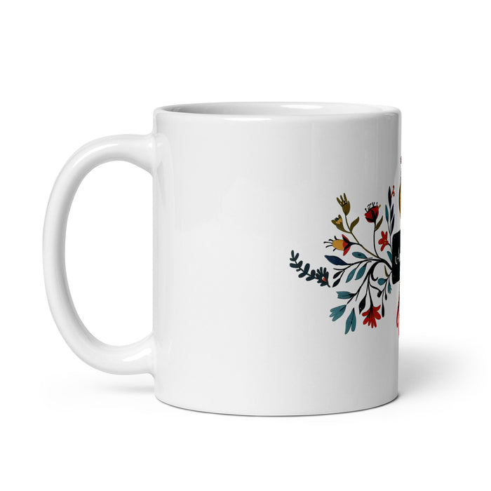 Taza de café exclusiva con nombre de Andrew, obra de arte para el hogar, la oficina, el trabajo, regalo de orgullo mexicano y español, taza blanca brillante con caligrafía única en su tipo | A2