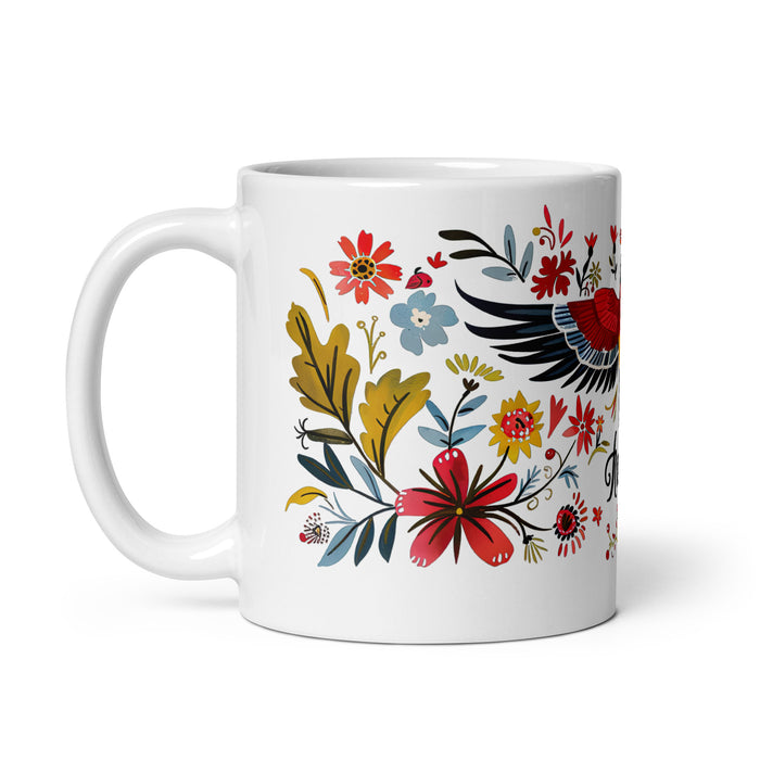 Taza de café exclusiva con nombre de Andrew, obra de arte para el hogar, la oficina, el trabajo, regalo de orgullo mexicano y español, taza blanca brillante con caligrafía única en su tipo | A3