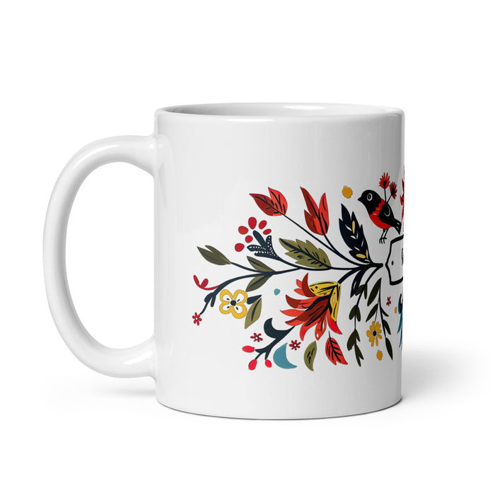 Taza de café exclusiva con nombre de Andrew, obra de arte para el hogar, la oficina, el trabajo, regalo de orgullo mexicano y español, taza blanca brillante con caligrafía única en su tipo | A5