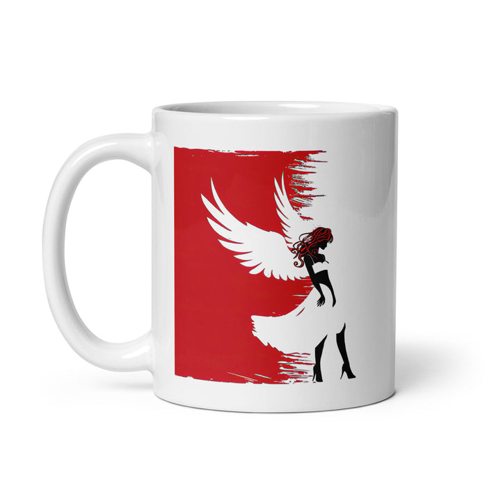 Taza de café exclusiva con nombre de ángel, obra de arte para el hogar, la oficina, el trabajo, regalo de orgullo mexicano español, taza blanca brillante con caligrafía única en su tipo | A1