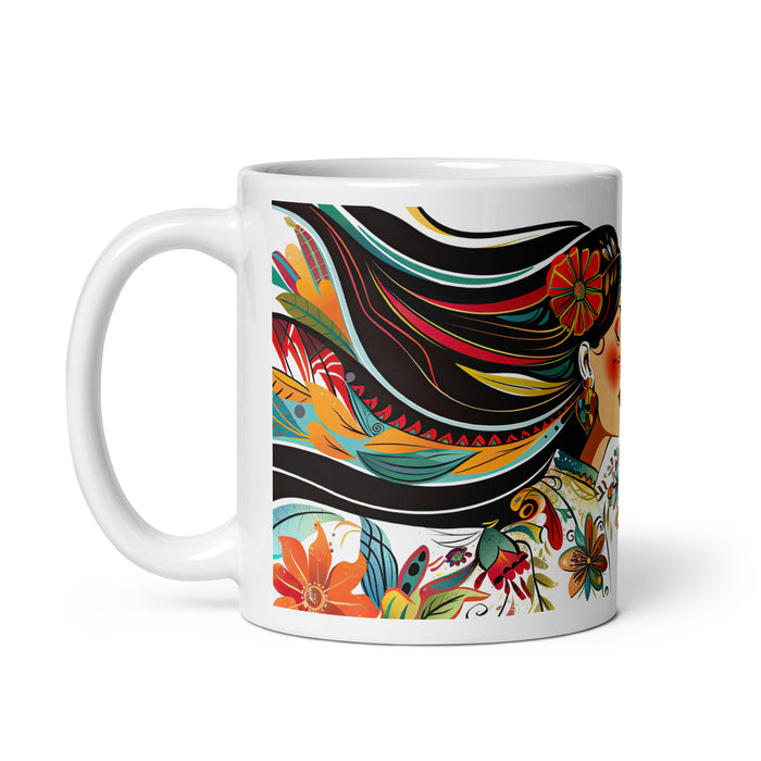 Tasse à café exclusive avec nom d'Ángela, tasse à café pour le travail à domicile, tasse cadeau de fierté espagnole mexicaine, tasse blanche brillante avec calligraphie unique en son genre | Á11