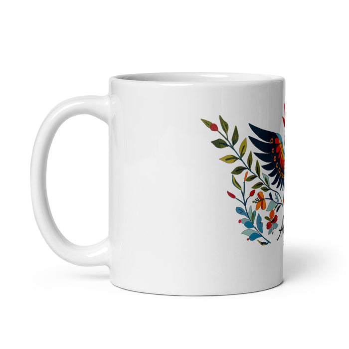 Ángela Exclusive Name Art Piece Home Office Work Coffee Mug Mexican Spanish Pride Gift Cup One-Of-A-Kind Calligraphy White Glossy Mug | Á23