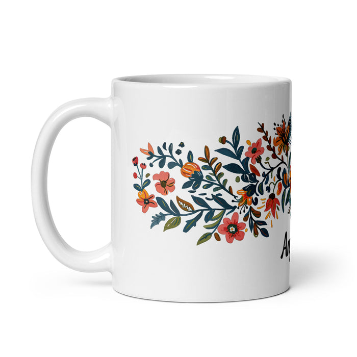 Tasse à café exclusive avec nom d'Ángela, tasse à café pour le travail à domicile, tasse cadeau de fierté espagnole mexicaine, tasse blanche brillante avec calligraphie unique en son genre | Á25