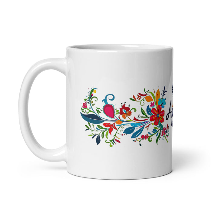 Taza de café exclusiva con nombre de Ángela, obra de arte para el hogar, la oficina, el trabajo, regalo de orgullo mexicano español, taza blanca brillante con caligrafía única en su tipo | Á26