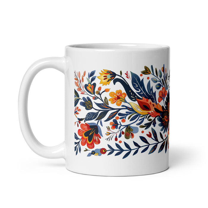 Tasse à café exclusive avec nom d'Ángela, tasse à café pour le travail à domicile, tasse cadeau de fierté espagnole mexicaine, tasse blanche brillante avec calligraphie unique en son genre | Á29