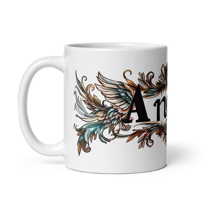 Ángela Exclusive Name Art Piece Home Office Work Coffee Mug Mexican Spanish Pride Gift Cup One-Of-A-Kind Calligraphy White Glossy Mug | Á30