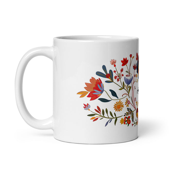 Taza de café exclusiva con nombre de Angélica, para el hogar, la oficina, el trabajo, regalo de orgullo mexicano y español, taza blanca brillante con caligrafía única en su tipo | A2