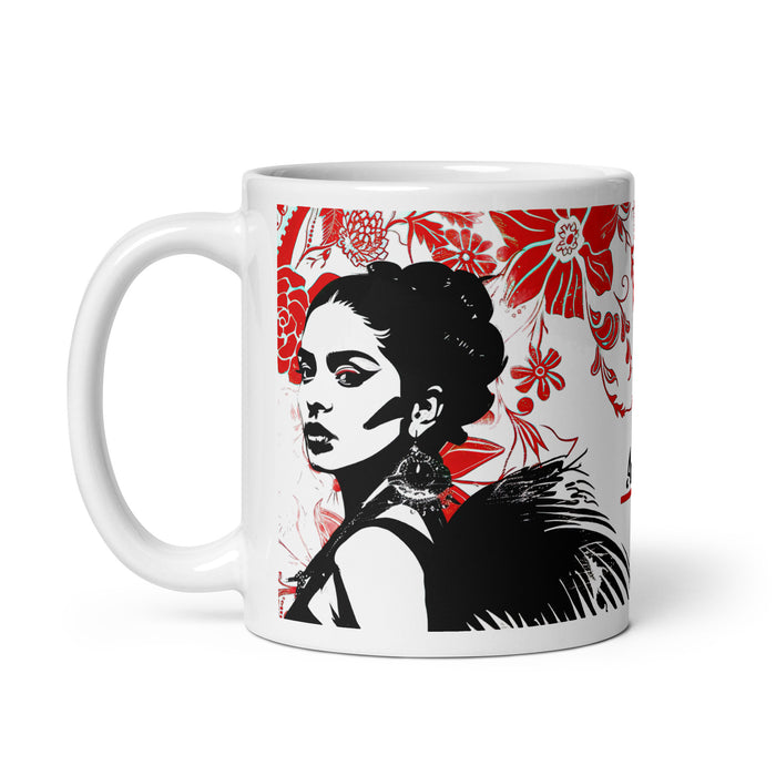 Angelina Exclusive Name Art Piece Home Office Lavoro Tazza da caffè Tazza regalo orgoglio spagnolo messicano Tazza unica nel suo genere Calligrafia Tazza bianca lucida | A6