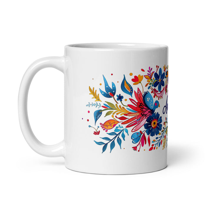 Tasse à café avec nom exclusif Angelina, tasse à café pour le travail à domicile, le bureau, la fierté mexicaine et espagnole, tasse cadeau, calligraphie unique en son genre, tasse blanche brillante | A14