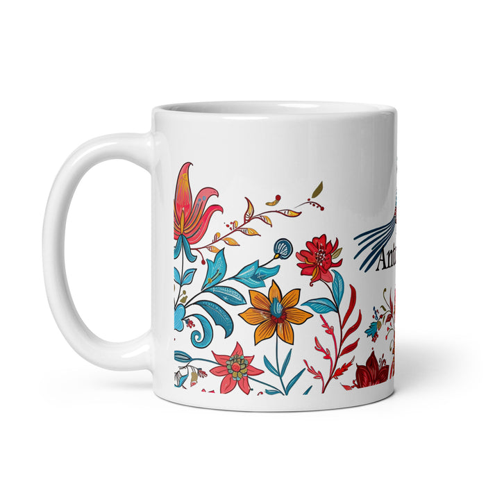 Tasse à café de travail de bureau à domicile de nom exclusif d'Antonella Tasse cadeau de fierté espagnole mexicaine Tasse blanche brillante de calligraphie unique en son genre | A8