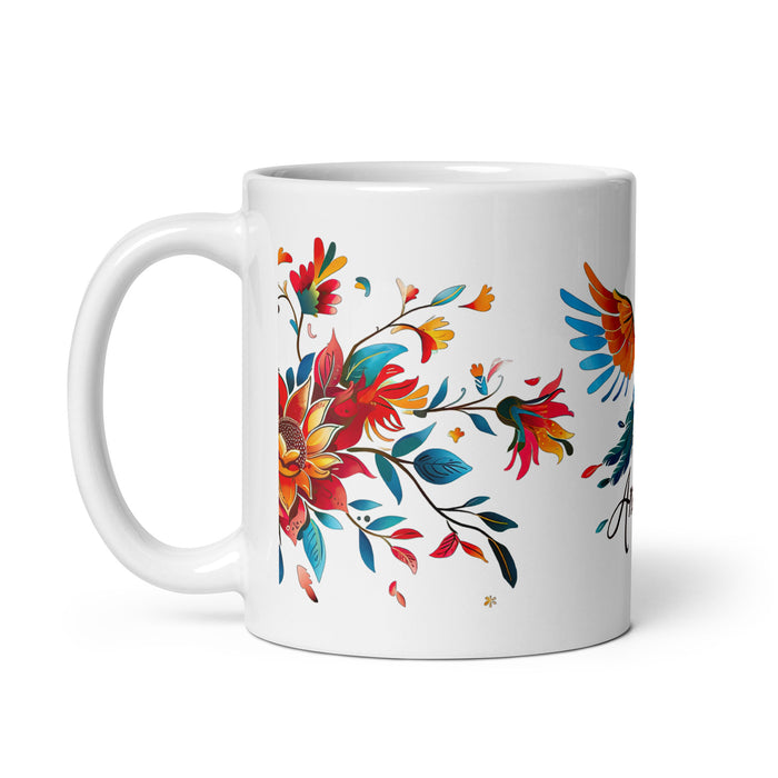 Taza de café exclusiva con nombre de Amaya, obra de arte para el hogar, la oficina, el trabajo, regalo de orgullo mexicano español, taza blanca brillante con caligrafía única en su tipo | A24