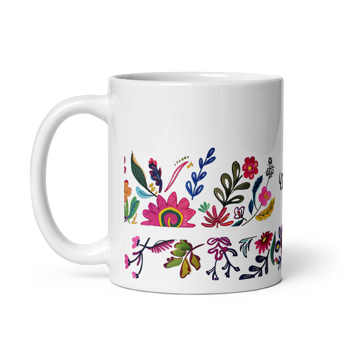 Taza de café exclusiva con nombre de Chloe, obra de arte para el hogar, la oficina, el trabajo, regalo de orgullo mexicano español, taza blanca brillante con caligrafía única en su tipo | C18