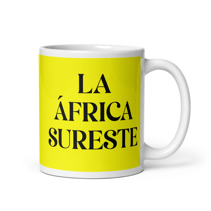 La África Sureste The Southeast African Funny Home Office Work Coffee Mug Mexican Spanish Pride Gift White Glossy Cup Yellow Card Mug