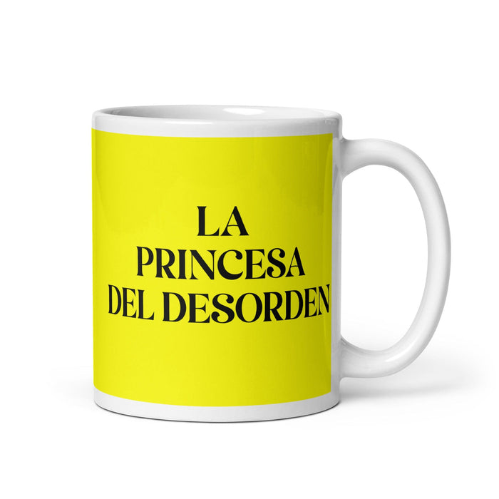 La Princesa Del Desorden La Principessa / Principe del Caos Divertente Casa Ufficio Lavoro Tazza da caffè Messicano Orgoglio Spagnolo Regalo Tazza Bianca Lucida Tazza di Carta Gialla