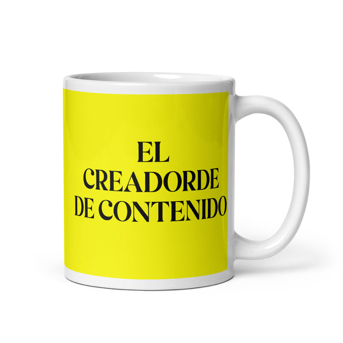 El Creador De Contenido The Content Creator Funny Home Office Work Coffee Mug Mexican Spanish Pride Gift White Glossy Cup Yellow Card Mug