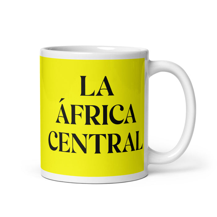 La África Central The Central African Funny Home Office Work Coffee Mug Mexican Spanish Pride Gift White Glossy Cup Yellow Card Mug