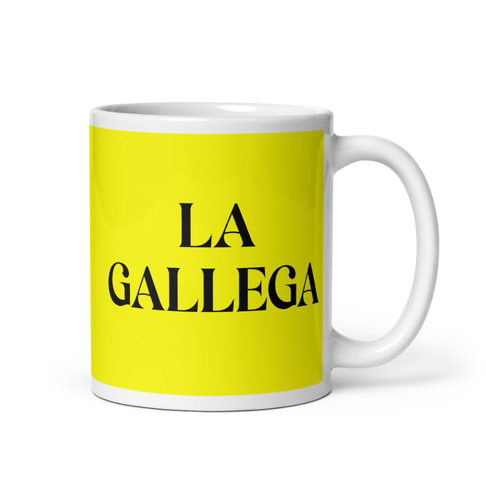 La Gallega The Galician Funny Home Office Work Coffee Mug Mexican Spanish Pride Gift White Glossy Cup Yellow Card Mug