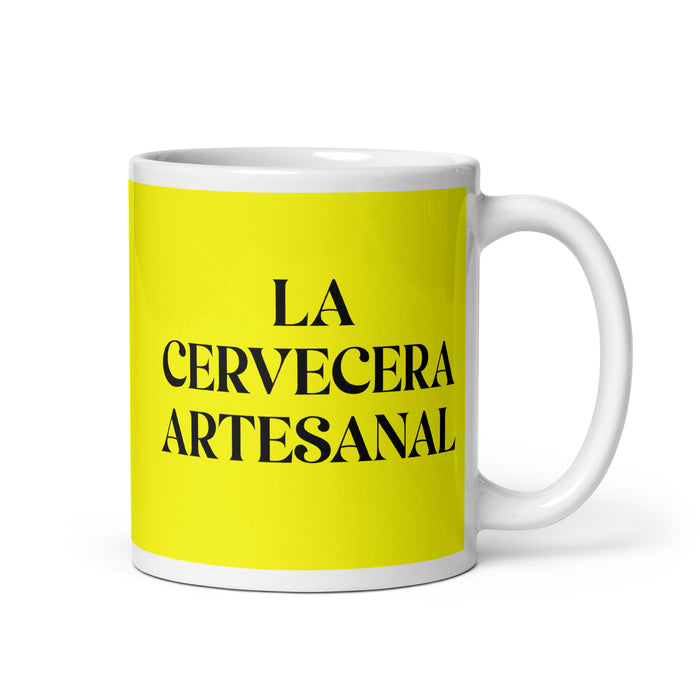 La Cervecera Artesanal The Craft Brewer Funny Home Office Work Coffee Mug Mexican Spanish Pride Gift White Glossy Cup Yellow Card Mug