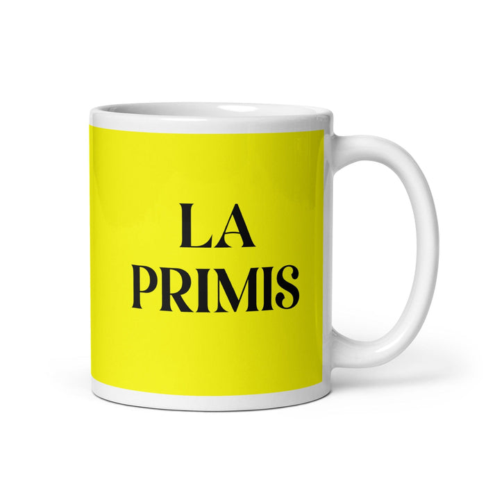 La Primis The Cousin Tasse à café amusante pour le travail à domicile ou au bureau Cadeau de fierté mexicaine espagnole Tasse blanche brillante Tasse en carte jaune