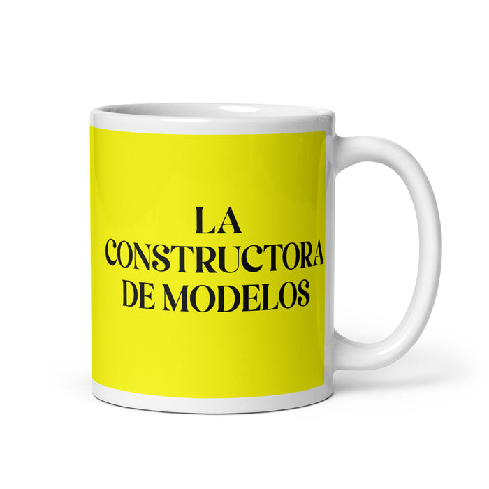 La Constructora De Modelos The Model Builder Funny Home Office Work Coffee Mug Mexican Spanish Pride Gift White Glossy Cup Yellow Card Mug