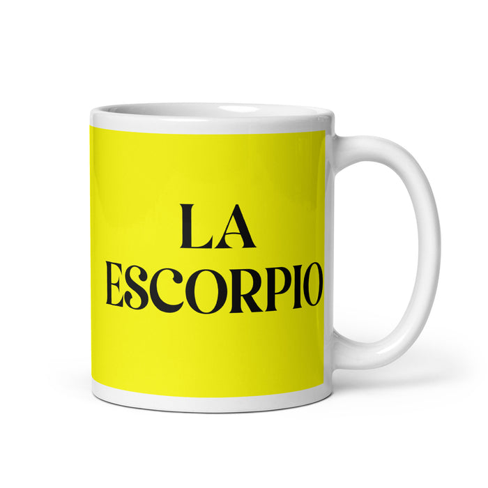 La Escorpio The Scorpio Funny Home Office Work Coffee Mug Mexican Spanish Pride Gift White Glossy Cup Yellow Card Mug