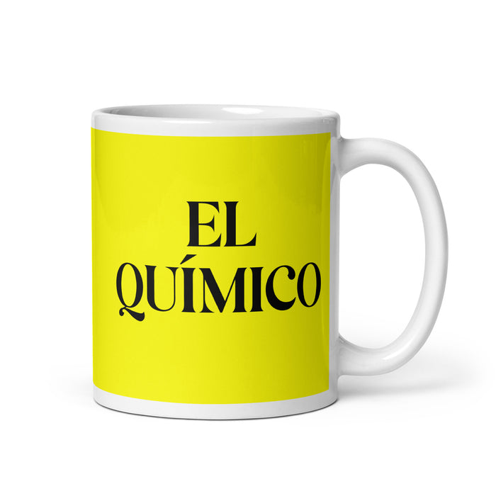 El Químico The Chemist Funny Home Office Work Coffee Mug Mexican Spanish Pride Gift White Glossy Cup Yellow Card Mug