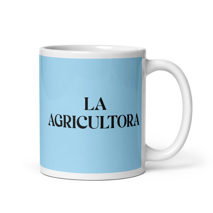 La Agricultora The Farmer Funny Home Office Work Coffee Mug Mexican Spanish Pride Gift White Glossy Cup Sky Blue Card Mug