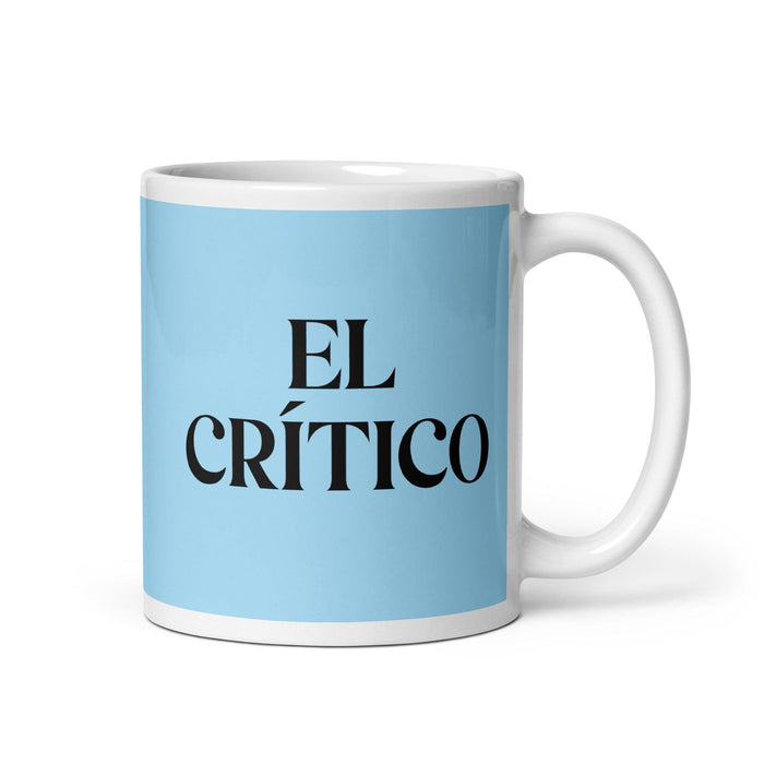 El Crítico Der Kritiker Lustige Kaffeetasse für Zuhause, Büro, Arbeit, mexikanisches spanisches Stolzgeschenk, weiße glänzende Tasse, himmelblaue Kartentasse